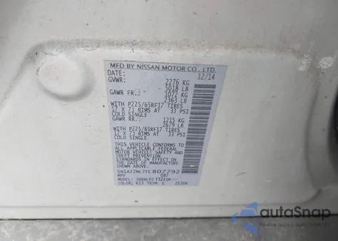 2015 Nissan Rogue S from USA, damaged, VIN 5N1AT2ML7FC807792